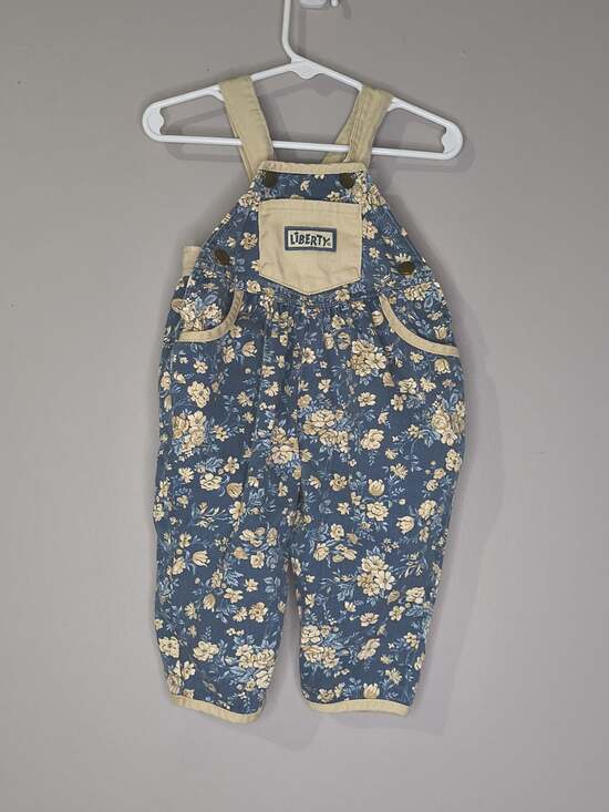 Liberty Other - Vintage 90s Liberty All Over Blue Floral Print Baby Size 12 Months Overalls Rare
